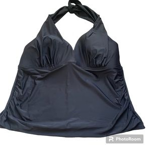Collections By Catalina Black Halter Tankini Top Size 3X 22W-24W Padded Swim